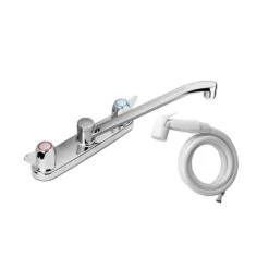 CLEVELAND FAUCET CA40613 CP BRASS KITCHEN FAUCET 8" DECK MOUNT W/ SPRAY