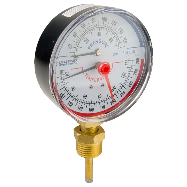 LEGEND VALVE T-825 1/2” MNPT BOTTOM MOUNT TEMP & PRESSURE GAUGE (60-280°F)