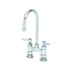 T&S BRASS B-0325 4" DECK MOUNT FAUCET WITH SWIVEL GOOSENECK SPOUT