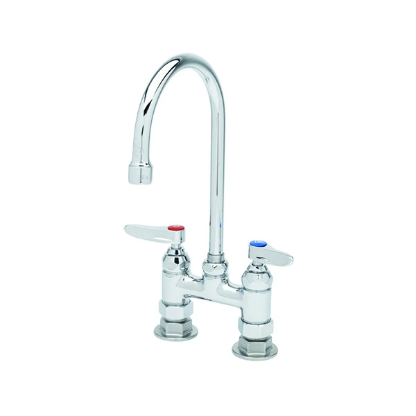 T&S BRASS B-0325 4" DECK MOUNT FAUCET WITH SWIVEL GOOSENECK SPOUT