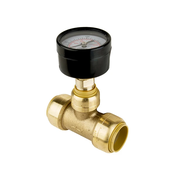 SHARKBITE 24438 PUSH FIT PRESSURE GAUGE 0-200 W/ 3/4” LF TEE