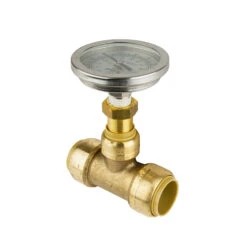 SHARKBITE 24437 PUSH FIT TEMPERATURE GAUGE 0º-250º F W/ 1/2” LF TEE