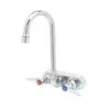 T & S BRASS B1146-02A-CR 4” WALL MT FAUCET W/ 4” GOOSENECK SPOUT, CERAMIC STEMS & LEVER HANDLES