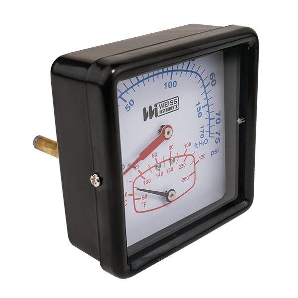 WEISS CTP40RSX 1/2β NPT BACK MT 3-1/2β TEMP/PRESSURE GAUGE