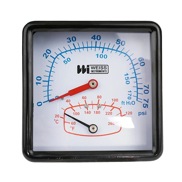 WEISS CTP40RSX 1/2β NPT BACK MT 3-1/2β TEMP/PRESSURE GAUGE - Image 2