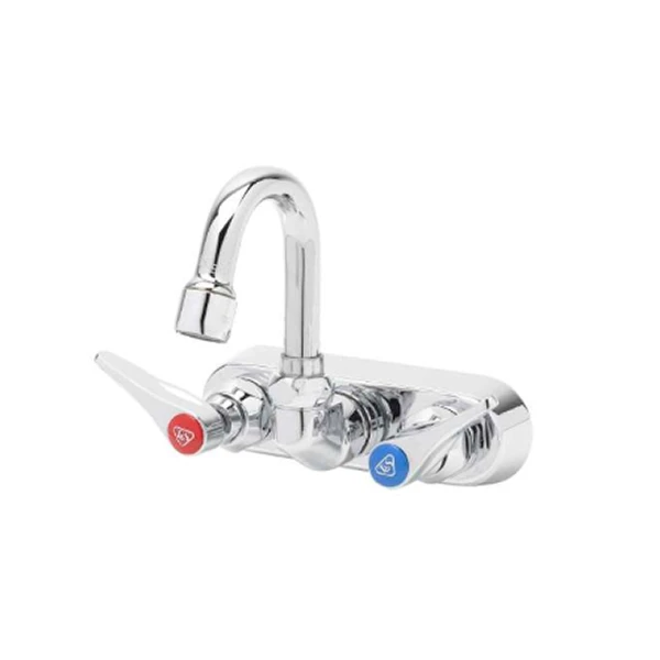 T&S BRASS B-1146-01-CR 4” WALL MT FAUCET W/ 2-15/16” GOOSENECK SPOUT & LEVER HANDLES