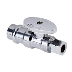EVERFLOW SUPPLIES P-82212PR-NL 1/2" PRESS X 3/8 COMP 1/4 TURN STRAIGHT STOP VALVE