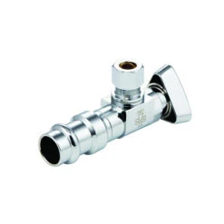 MCGUIRE LFBV2-PP50 1/4 TURN ANGLE STOP 1/2” PRESS X 1/2” COMP WITH TRIANGLE HANDLE THAT CONVERTS TO LOOSE KEY